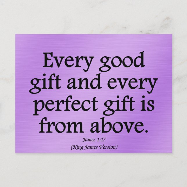 Postal Los regalos de Dios son buenos y perfectos James 1 (Anverso)