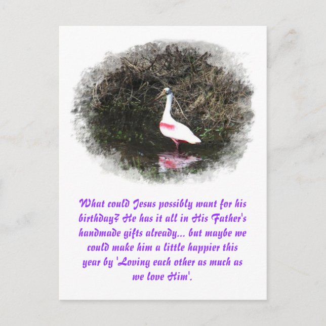 Postal Los regalos hechos a mano de Dios a Jesús (Anverso)