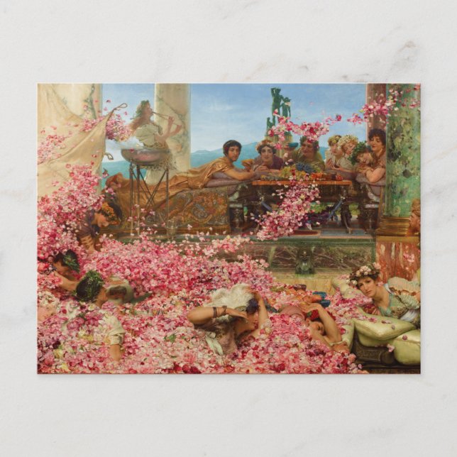 Postal Los Rosas de Heliogabalus por Lawrence Alma-Tadema (Anverso)