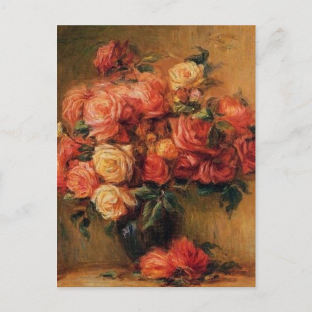 Postal Los rosas de Renoir en todavía del florero una (Anverso)