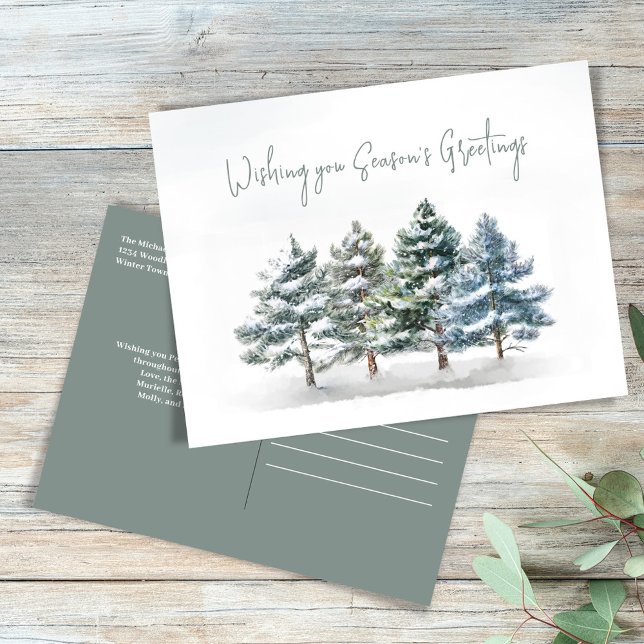 Postal Los saludos de la temporada en el vino de invierno (Season's greetings holiday postcard.)