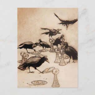 Postal “Los siete cuervos” Acuarela de Arthur Rackham