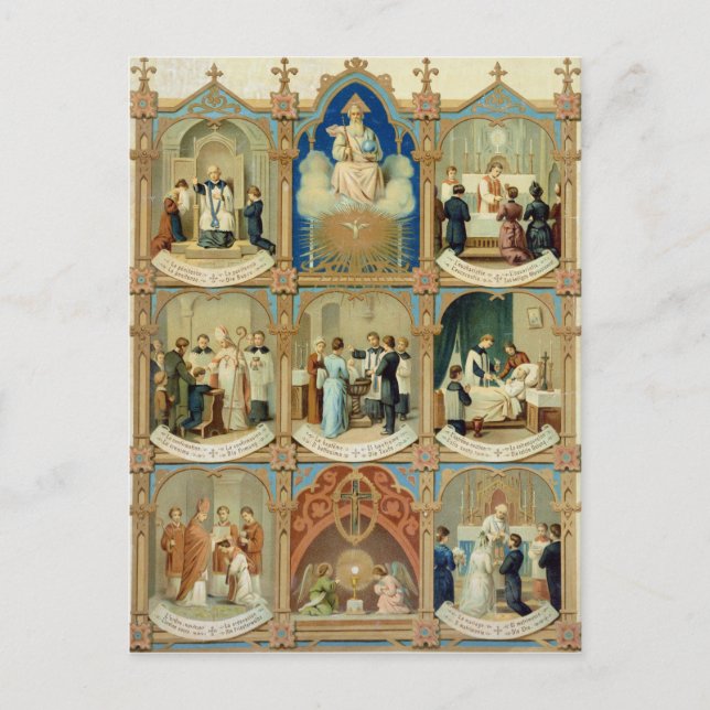 Postal Los siete Sacramentos (Anverso)