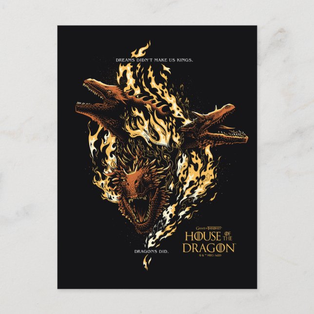 Postal Los sueños no nos hicieron reyes. Los dragones sí. (Anverso)