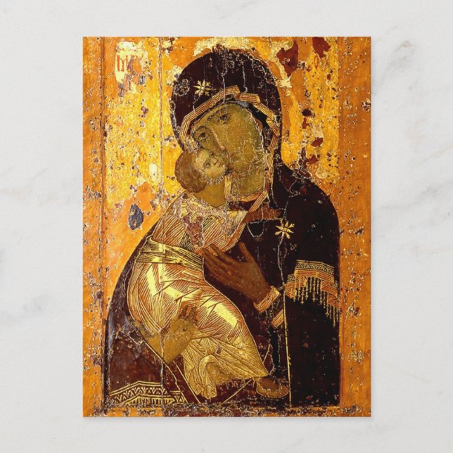 Postal Los Theotokos del ícono de Vladimir (Anverso)