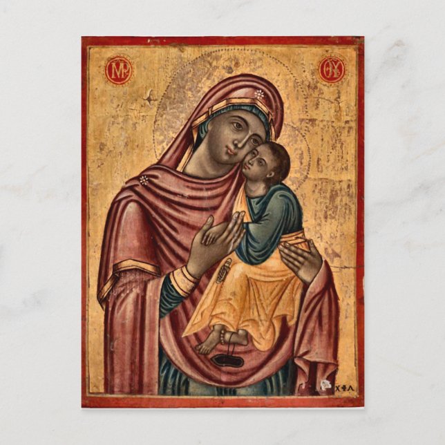 Postal Los Theotokos y el ícono del niño Cristo (Anverso)