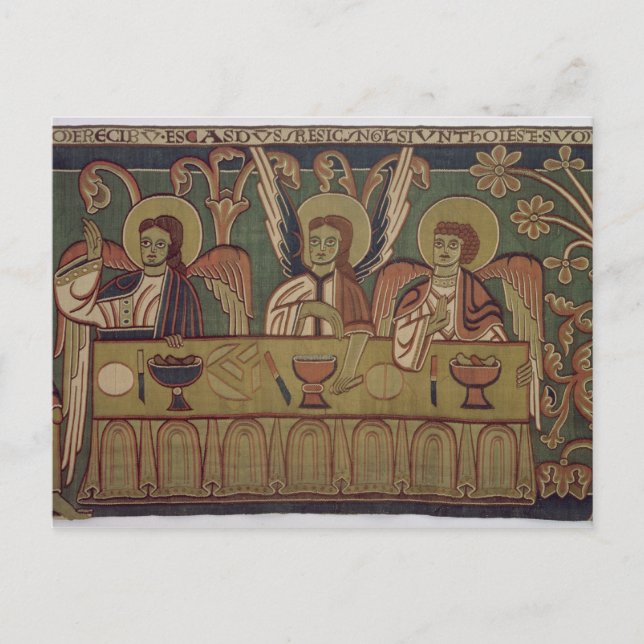 Postal Los tres ángeles de la historia de Abraham (Anverso)