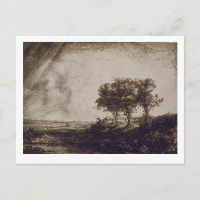 Postal Los tres árboles (Anverso)