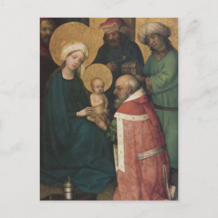 Postal Los tres Magi adorando a Jesucristo
