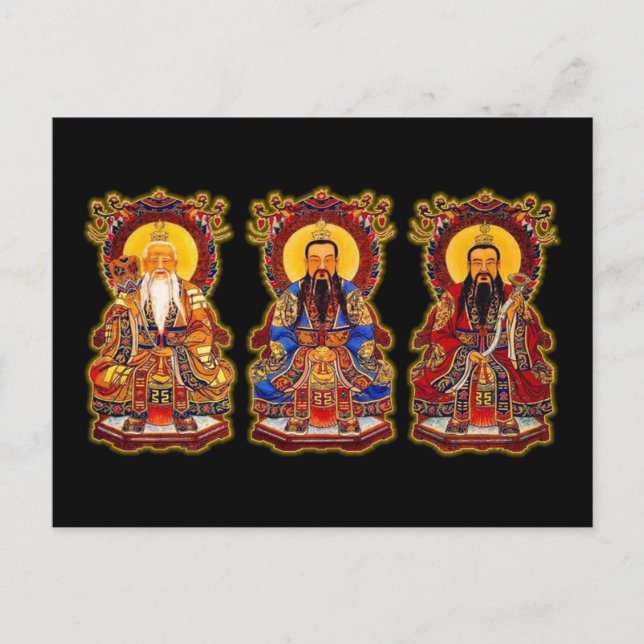 Postal Los tres puros (Anverso)
