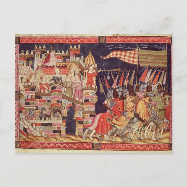 Postal Los troyanos se marchan para la batalla (Anverso)