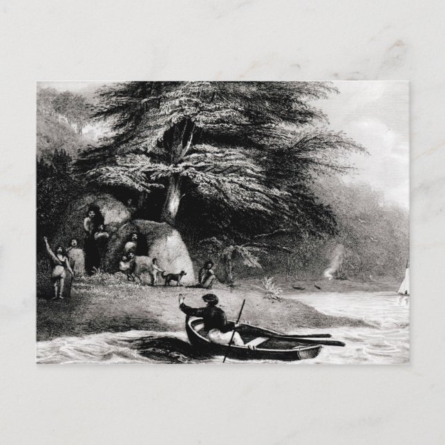 Postal Los Wigwams fuegianos en Hope Harbourin el Magdale (Anverso)