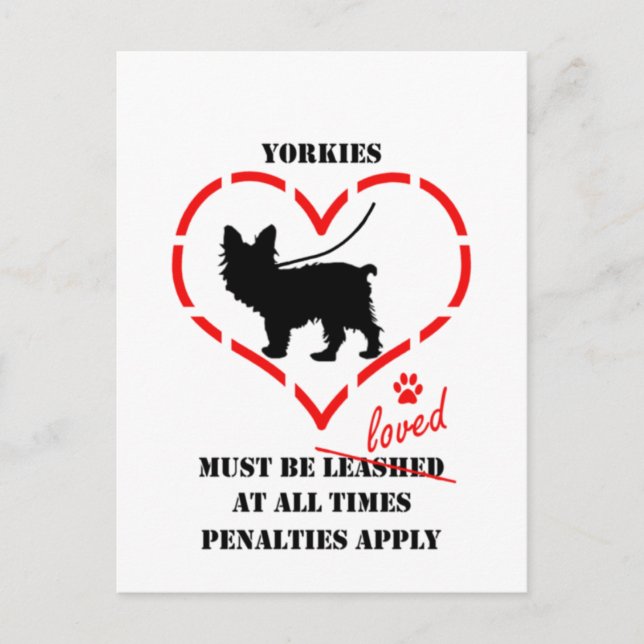 Postal Los Yorkies Deben Ser Amados (Anverso)