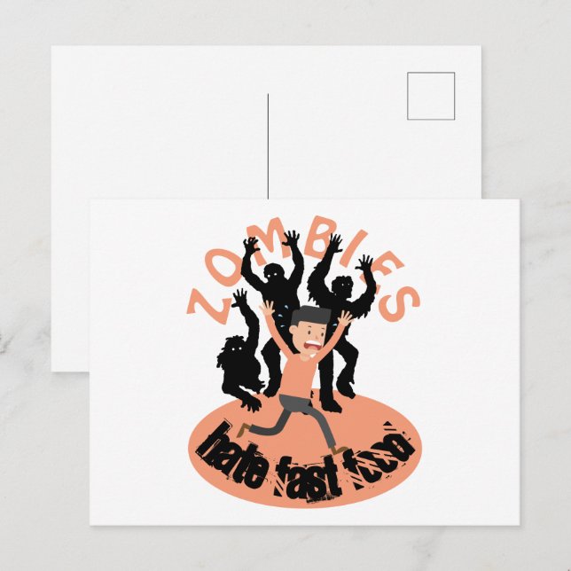 Postal Los zombies odian la comida rápida (Anverso / Reverso)