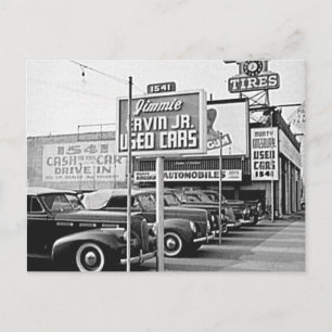 Postal Lote de coches usados Vintage Hollywood California
