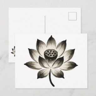 Postal Loto agraciado – Diseño de flor de pincel de tinta
