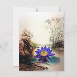 Postal Lotus azul que emerge de las aguas turbias (vietna