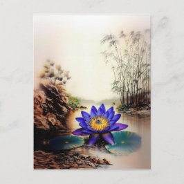 Postal Lotus azul que emerge de las aguas turbias (vietna