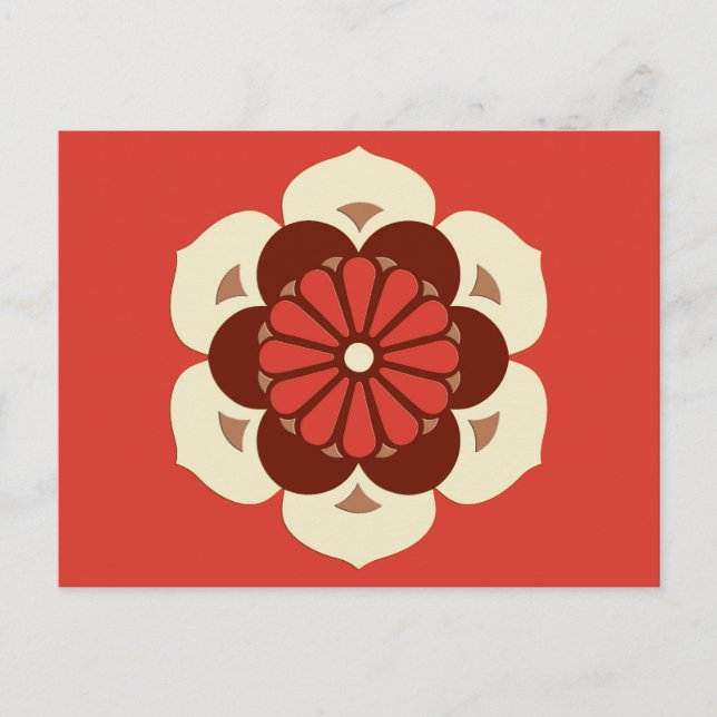 Postal Lotus Flower Mandala, Naranja mandarín (Anverso)