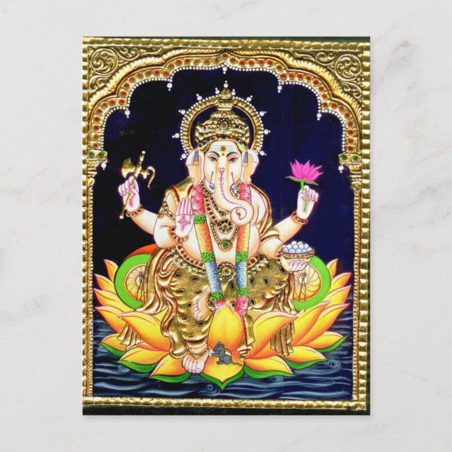 POSTAL LOTUS GANESHA TANJORE PINTURA (Anverso)