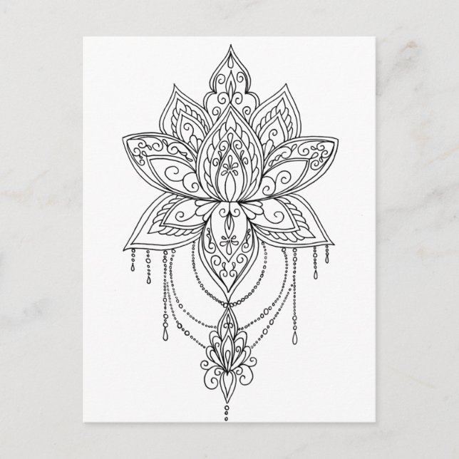 Postal Lotus Mandala Color Your Own (Anverso)
