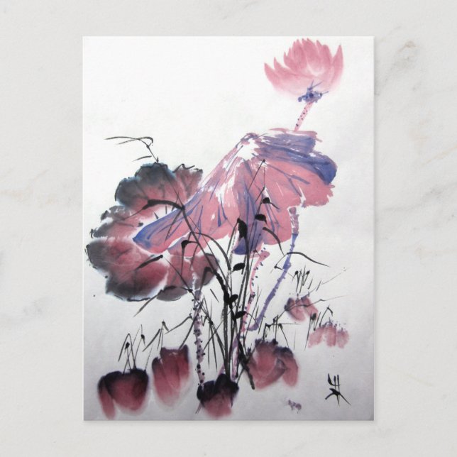 Postal Lotus rosa (Anverso)