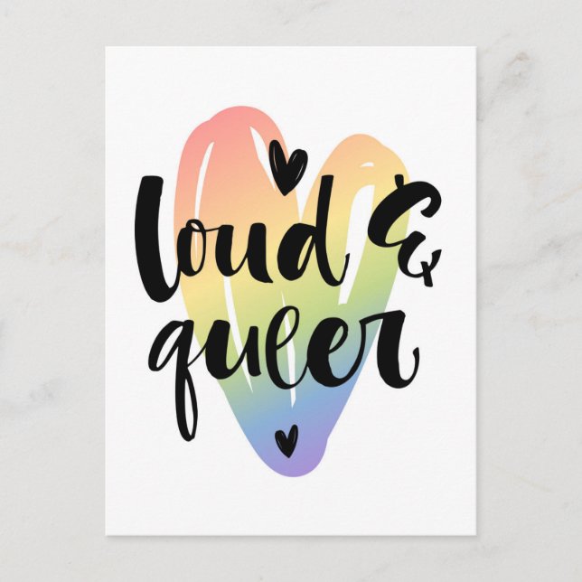 Postal Loud & Queer | Corazón acuarela (Anverso)