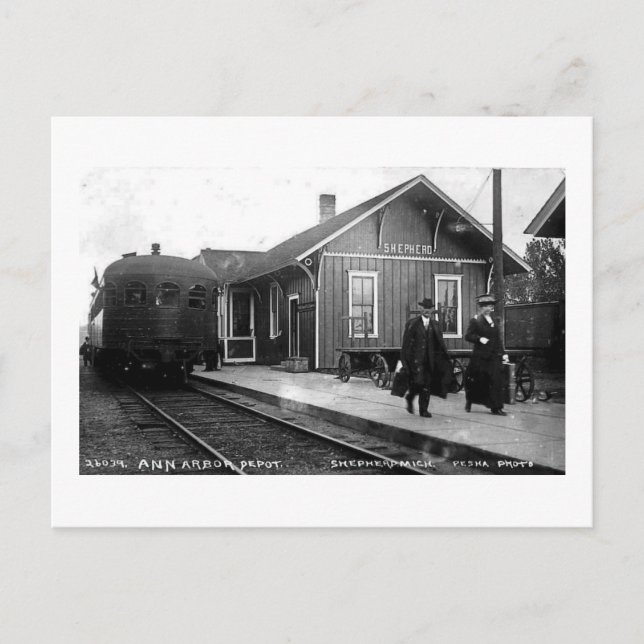 Postal Louis Pesha Ann Arbour Railroad Depot Shepherd, MI (Anverso)