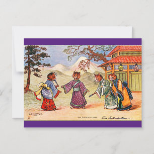 Postal Louis Wain, arte de gato con kimono japonés Tarjet