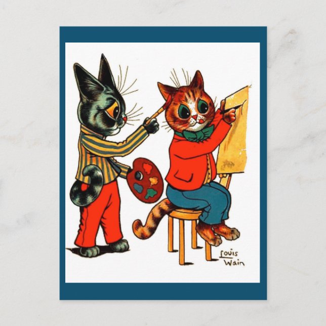 Postal Louis Wain, Artistas de Gatos, Arte de Gatos, (Anverso)