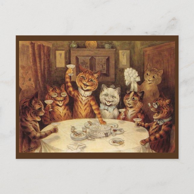 POSTAL LOUIS WAIN CAT CATS POSTCARD, 'CELEBRACIÓN' (Anverso)