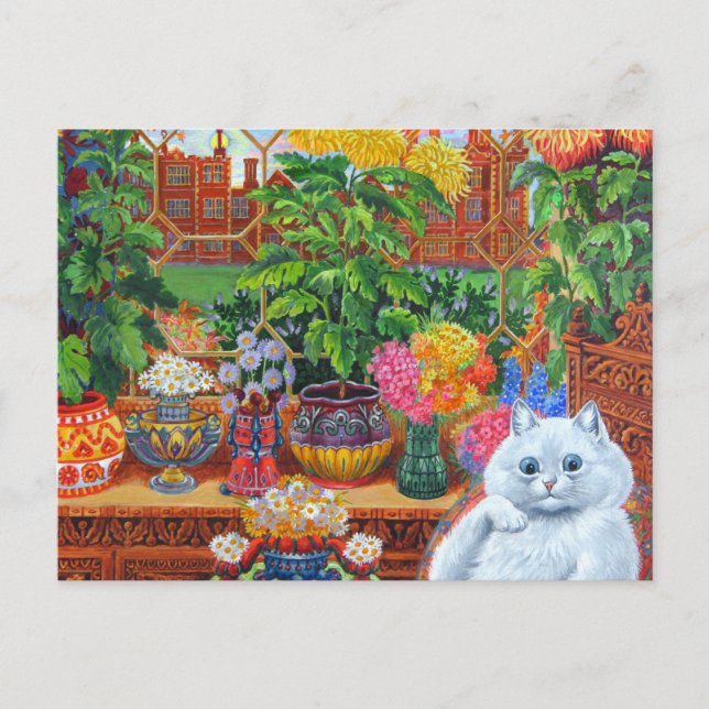 Postal Louis Wain Flower Lovers Cat (Anverso)