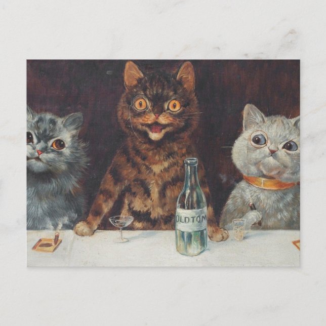 Postal Louis Wain Fumar Y Beber (Anverso)