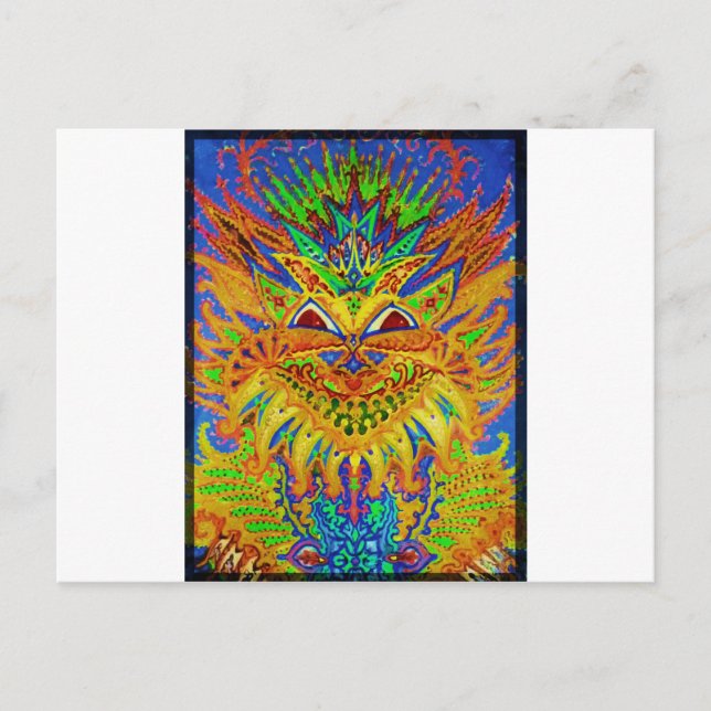 Postal Louis Wain - Gato Blue Paisley (Anverso)