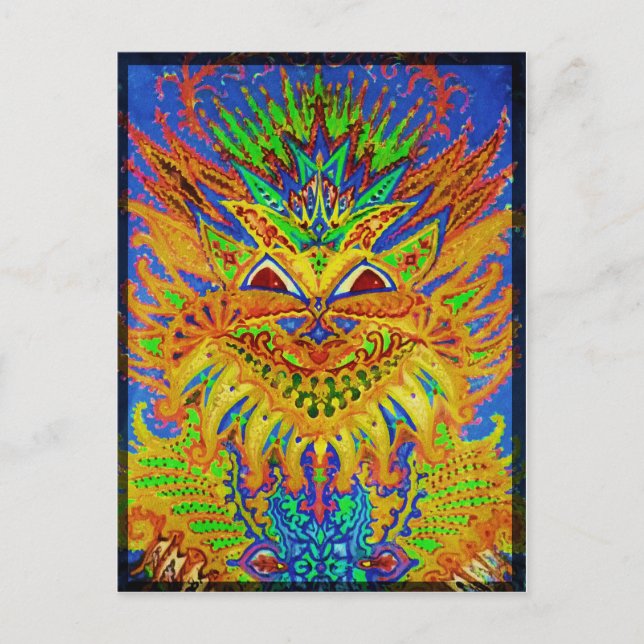 Postal Louis Wain - Gato Blue Paisley (Anverso)