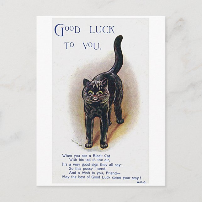Postal Louis Wain, Gato de la Buena Suerte,  (Anverso)