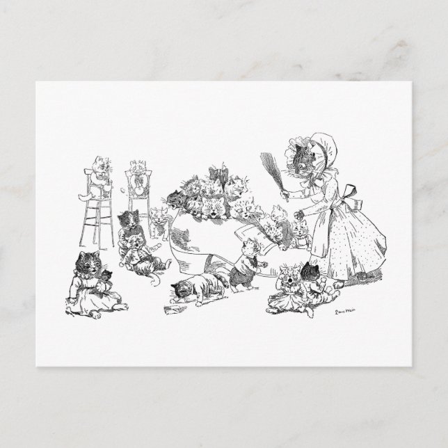 Postal Louis Wain Gato viejo en la rima de la guardería d (Anverso)