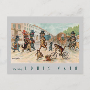 Postal Louis Wain - Gatos de pueblo - Arte de época