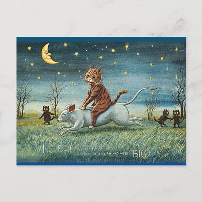 Postal Louis Wain, If Big Things, Cat Art Postcard (Anverso)