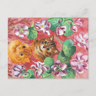 Postal Louis Wain Kitties y Pansies