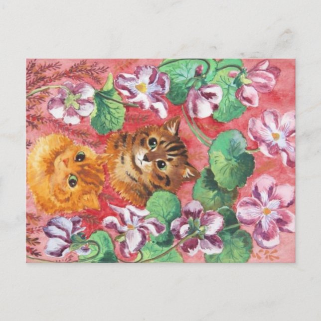 Postal Louis Wain Kitties y Pansies (Anverso)