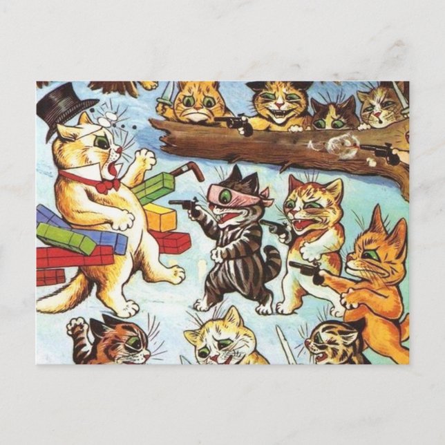 Postal Louis Wain - Los Robadores Y Briganes Embosantes (Anverso)