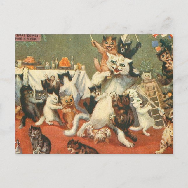 Postal Louis Wain Merry Christmas (Anverso)