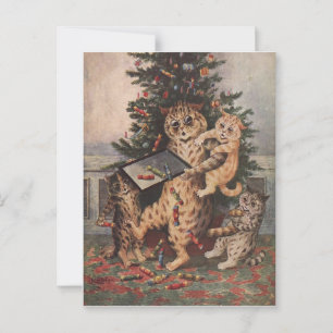 Postal Louis Wain Navidad en Catland