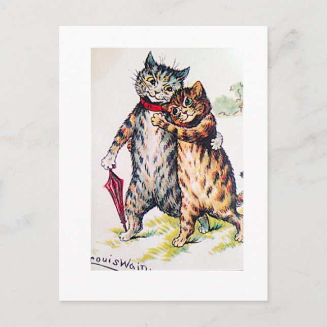 Postal Louis Wain, pareja encantadora de gatos, arte (Anverso)