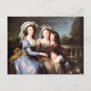Postal Louise Elisabeth-Marquise de Rougé con sus hijos