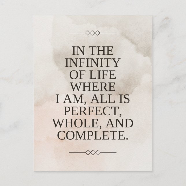 Postal Louise Hay Quote - Todo es perfecto (Anverso)