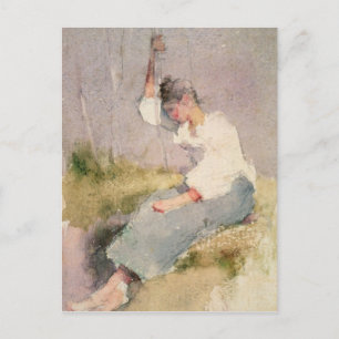 Postal Louise, una Chica bretona (con papel)