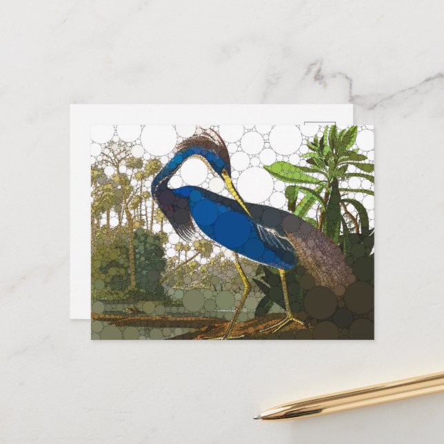 Postal Louisiana Blue Heron por John James Audubon (Anverso/Reverso In Situ)