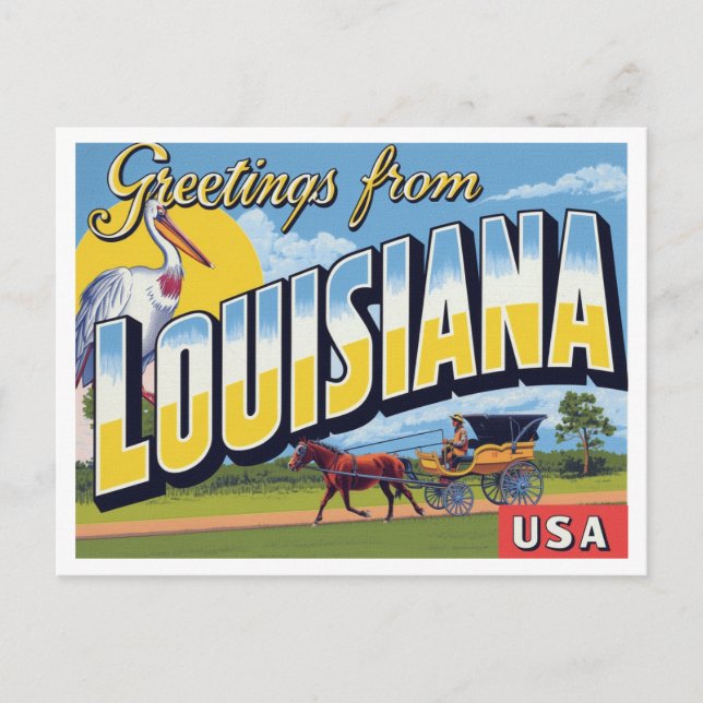 Postal Louisiana Carriage Pelican (Anverso)